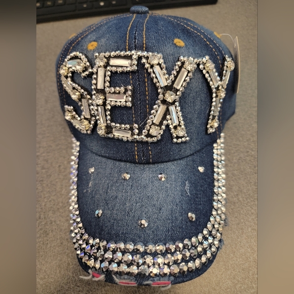 Bijorca Accessories - Rhinestone Denim 'SEXY' Ball Cap
